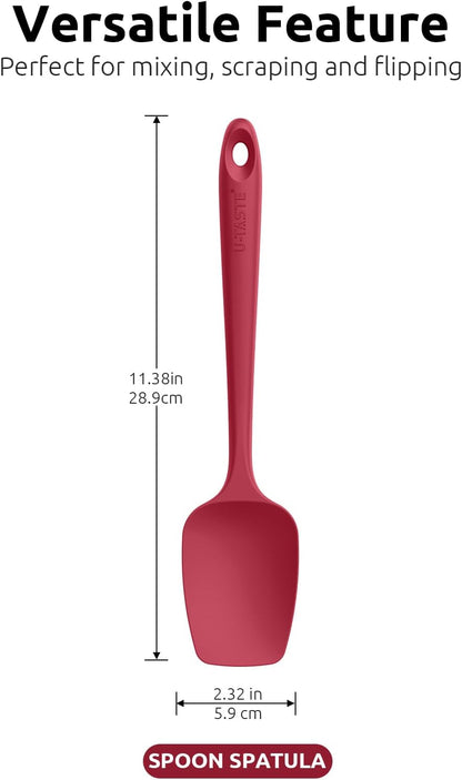 U-Taste Silicone Spoon Spatula Set - 600ºF Heat Resistant Flexible Rubber Kitchen Baking Utensils Set of 3