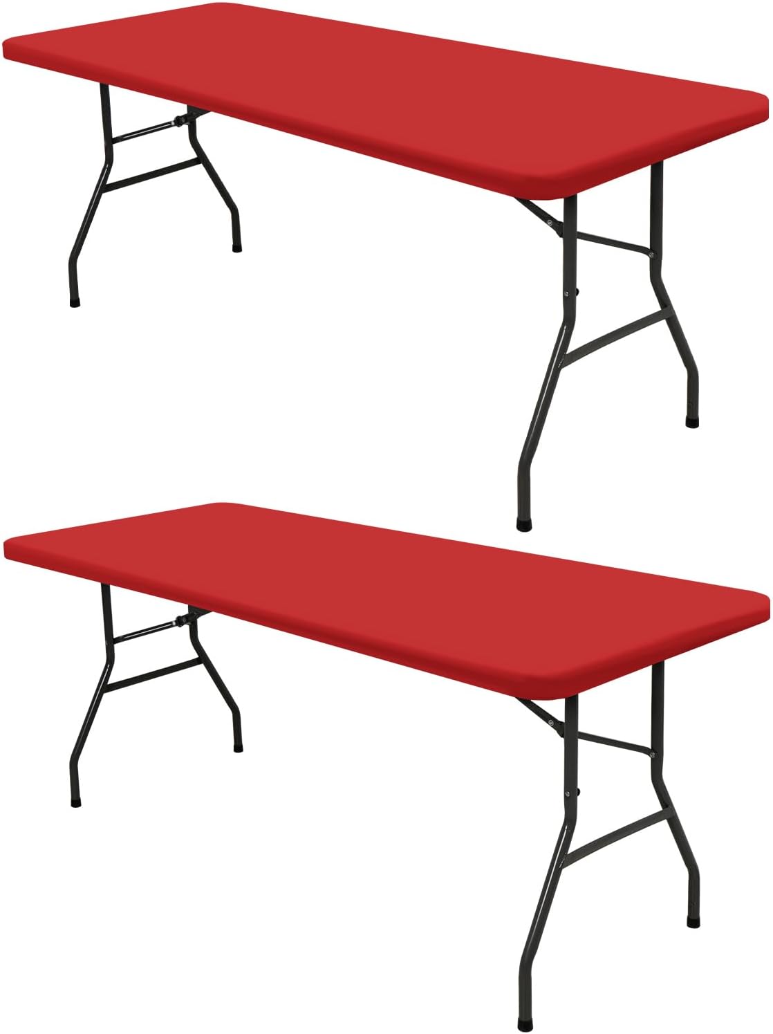 2 Pack 6 (Red,30" 72") Picnic Fitted Table Cover for Foot Tablecloth for Rectangle Tables Waterproof Stretch Washable