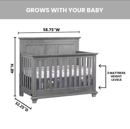 Oxford Baby Kenilworth 4-in-1 Convertible Baby Crib, Graphite Gray, GreenGuard Gold Certified