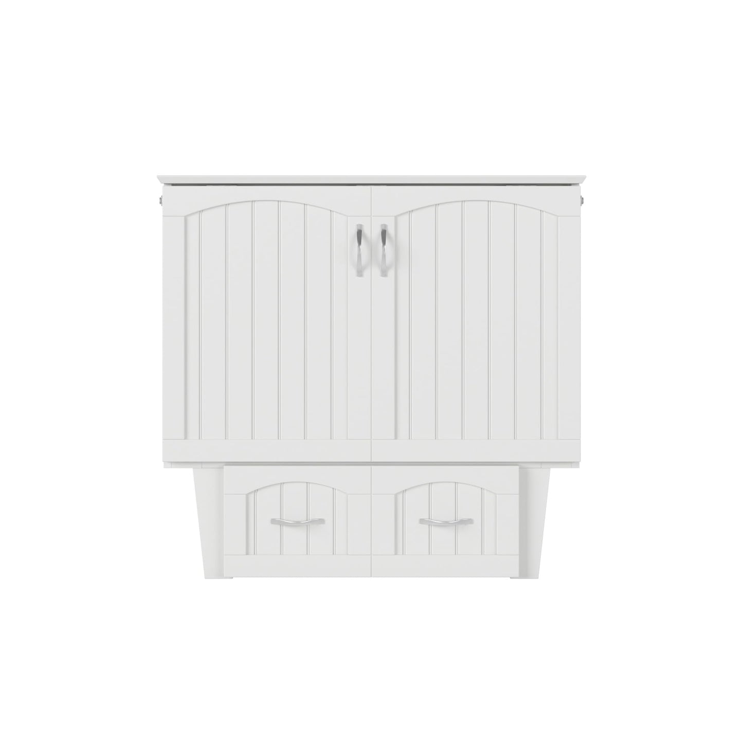 AFI, Sydney Twin Wood Murphy Bed Chest with 6" Mattress, Storage Drawer & Built-in USB Charger, White