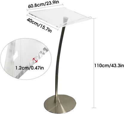 DHXIAMZ Acrylic Podium Lectern Stand - Adjustable Floor Lectern for School, Church, Conference, Stage & Office - Multi-Purpose Standing Desk with Professional Design