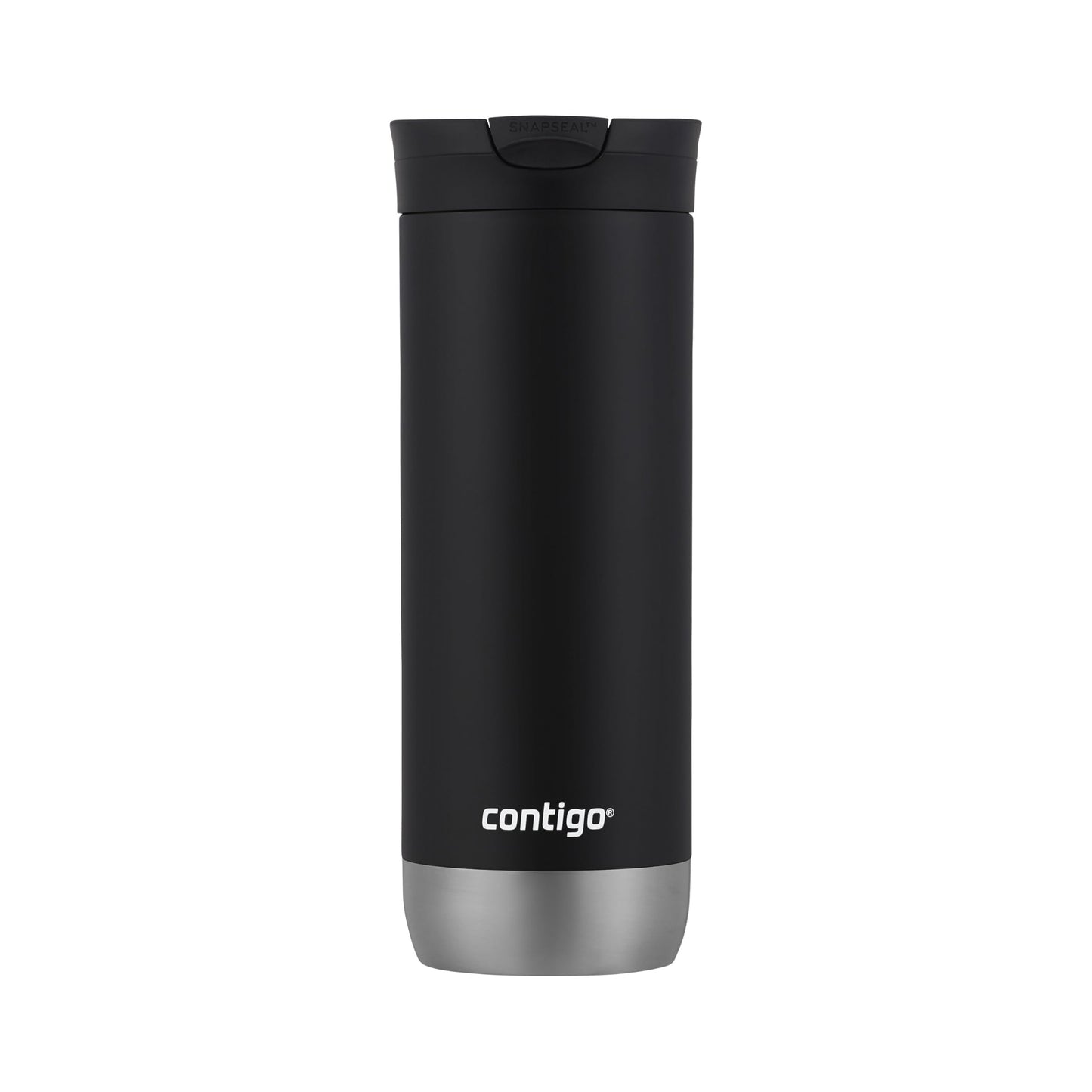 Huron Vacuum-Insulated Stainless Steel Travel Mug, 16oz Licorice - Leak-Proof Lid for Hot/Cold Beverages, Fits Most Cup Holdersand Brewers