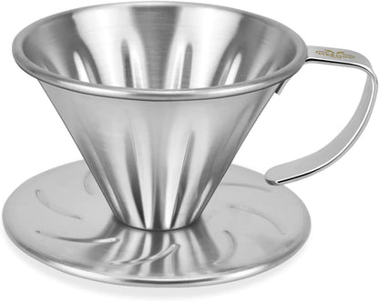 MERMOO YILAN Pour Over Coffee Dripper, Stainless Steel Reusable Cone Coffee Filter for Home Cafe