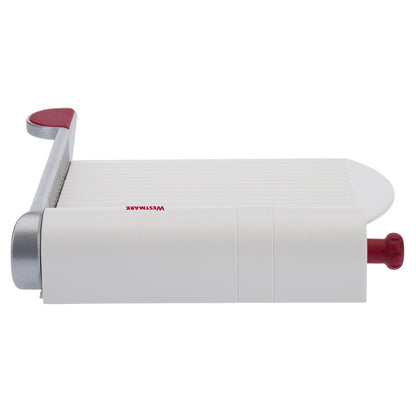 Westmark Adjustable Cheese Slicer with Board & Stainless Steel Sharp Blade, German Cheese Cutter with Precise Thickness Control, Multipurpose Food & Cheese Slicer, Effortless Slicing, White