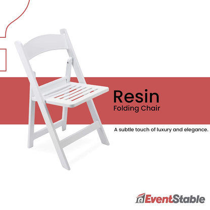 EventStable Titan PRO Resin Folding Chair - Indoor/Outdoor Lightweight Chair - Slatted Seat Folding Chair for Weddings Parties Events - 50 Pack