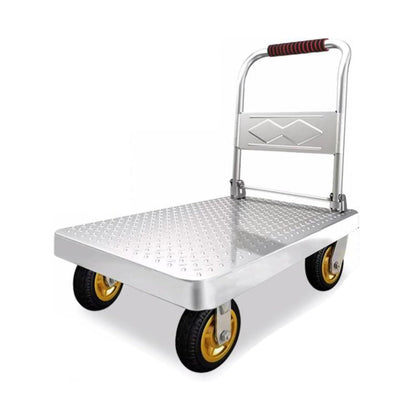 Folding Platform Trolley, Heavy-Duty Steel Utility Cart with Foldable Handrails for Space-Saving Storage, Ideal for Supermarkets, Garages & Warehouses