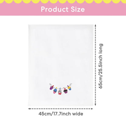3 PCS White Embroidered Tea Towels, Napkins for Kitchen & Pantry, Baking Sourdough, Housewarming Gift