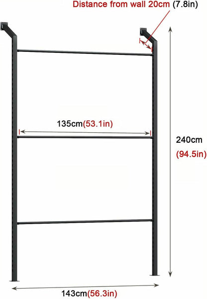 XDRGOOIUY Commercial Wall-Mounted Textile Fabric Roll Storage Rack with Adjustable Hanging Rod, for Vinyl Spool/Car Color Change Film/Tablecloth/Wrapper