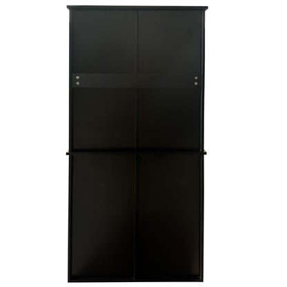 Roomfitters Tilt Out Laundry Hamper Cabinet with Hutch Modern Black Wooden Bathroom Storage Pantry Linen Tower, Black