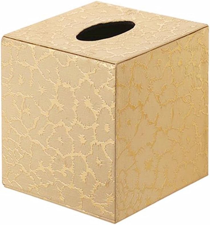 S Forever Home Decor Cube Tissue Box Holders - PU Leather Square Tissue Box Cover (Gold Lightning)