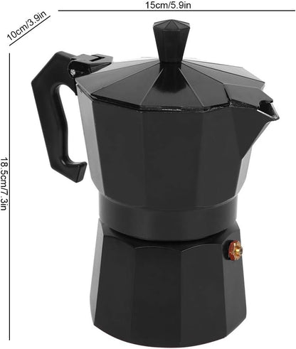 Stovetop Espresso Maker, Classic 6-Cup Capacity Aluminum Coffee Machine Moka Pot for Office Home Use, Black