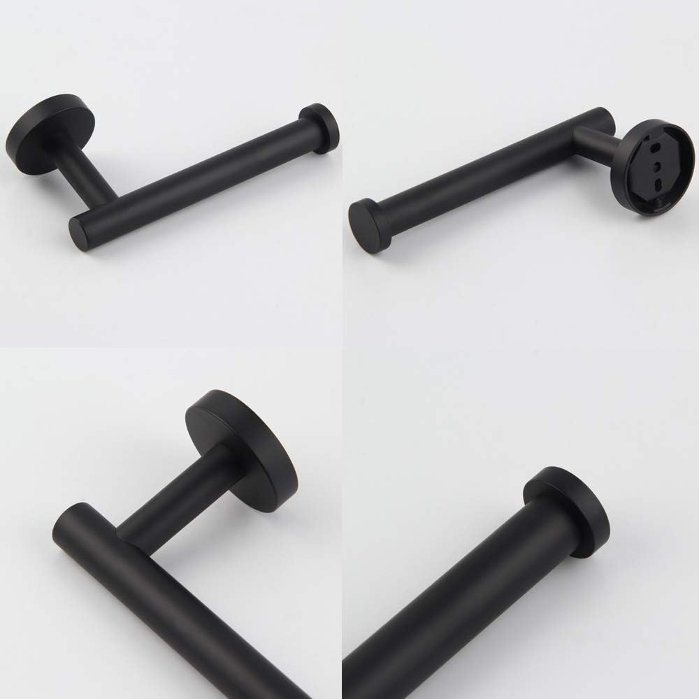 GERZ Bathroom Toilet Paper Holder, SUS 304 Stainless Steel Matte Black Wall Mount Tissue Roll Holder