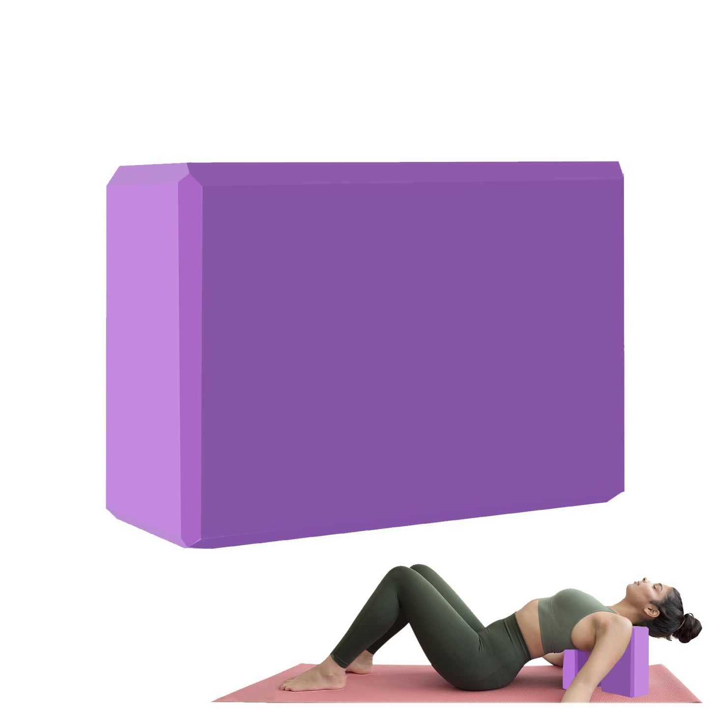 Yoga Block - Supportive Latex-Free Eva Foam - Soft Non-Slip Surface with Beveled Edges for Yoga, Pilates, Meditation - Yoga Accessories for Stability, Balance, Deepen Stretches