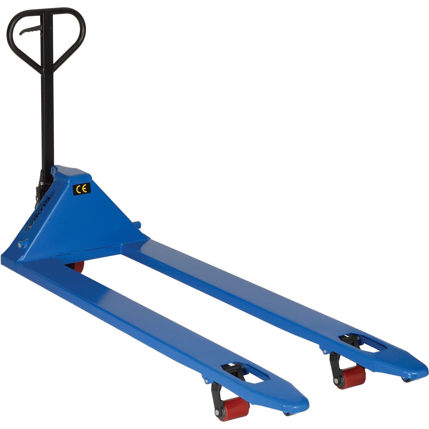 Global Industrial Extra-Long Fork Manual Pallet Jack with 27" W x 70" L Forks, 4400 lb. Capacity, Manual Duty Pallet Truck for Warehouse, Manufacturing and Retail, Blue