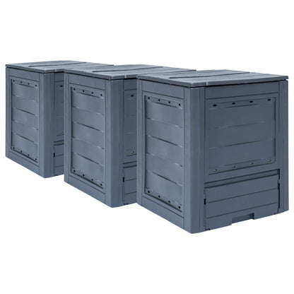 3-Piece Garden Compost Bin Set, Large 780 Gallon Capacity Outdoor Composter for Kitchen Scraps and Garden Waste, Durable Weather-Resistant Gray Matte Finish Square Composters
