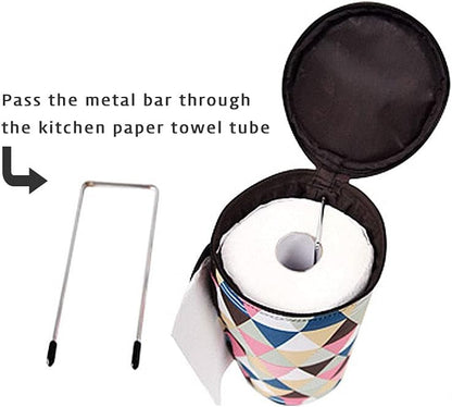 Olve Kitchen Paper Towel Holder, Hanging Paper Towel Dispenser Cover for Kitchen & Camping (Brown)