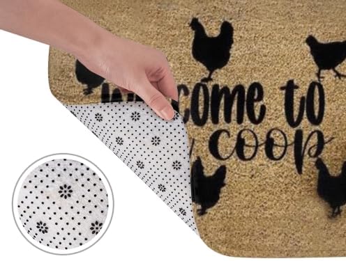 Welcome to Our Coop Chicken Door Mat, Pattern Printed Entry Mat, 16x24 Inch Mud Wipe Mat