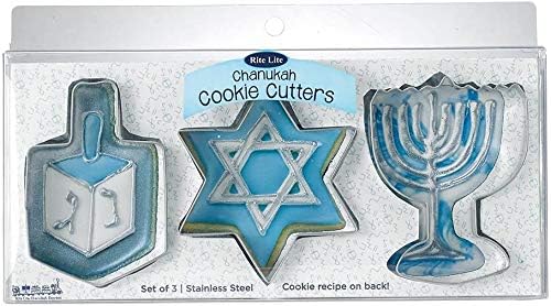 Set 3 Rite Lite of Chanukah Cookie Cutters Sheets - Dreidel, Menorah, Star of David Design, Jewish New Year Holiday