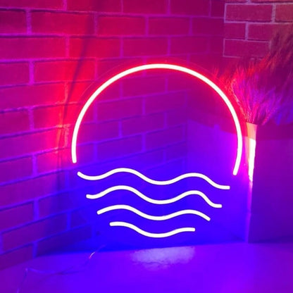 LED Decorative Lights USB Mountains Sunrise Sunset Led Neon Signs Home Decoration Wall Art Holiday Gift Brightness Adjustable 16.5''x11.8''