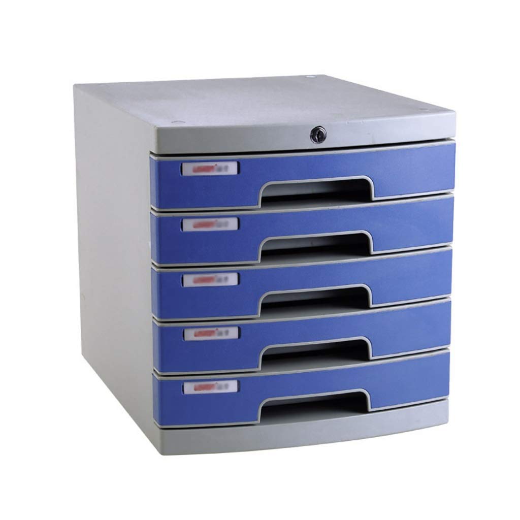 IIPOSAQQ Plastic Cosmetic Drawer Desk Storage Unit Organizer Lockable Drawer Sorter A4 Box for Office (5-Layers Size:12in15.2in12.6in) File Cabinets