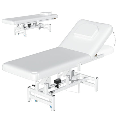 kaiwrxin Electric Lift Massage Table for Estheticians, Professional Facial Bed with Adjustable Backrest, Waxing Table, Heavy-Duty 1500lbs Capacity (White)