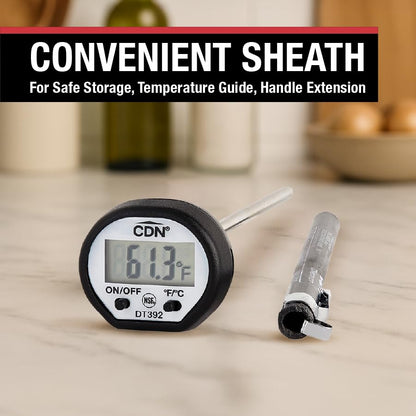 CDN Digital Thermometer | NSF Certified | ProAccurate® | 5" Stem with Protective Sheath | For Meat, Poultry, Candy | Easy One-Button Operation | DT392