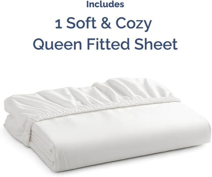 Queen Fitted Bed Sheet - Ultra-Soft Hotel Luxury Bedding with Deep Pockets - Breathable & Wrinkle-Free - White