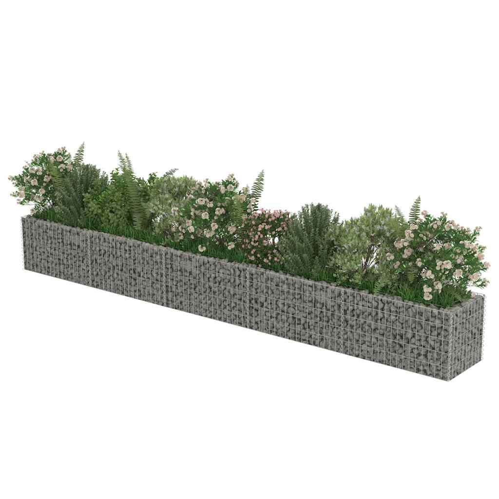 Tmriohed Galvanized Steel Large Outdoor Planter Box 177.2 x 19.7 x 19.7 in Silver Gabion Raised Bed Garden Box for Patio Yard Landscaping