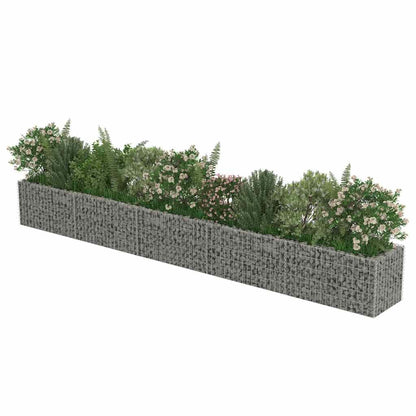 Tmriohed Galvanized Steel Large Outdoor Planter Box 177.2 x 19.7 x 19.7 in Silver Gabion Raised Bed Garden Box for Patio Yard Landscaping