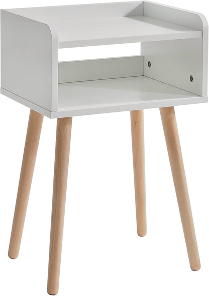 UWNS003W IBUYKE Nightstand, Mid-Century Modern Bedside Table with Solid Wood Legs, Minimalist and Practical End Side