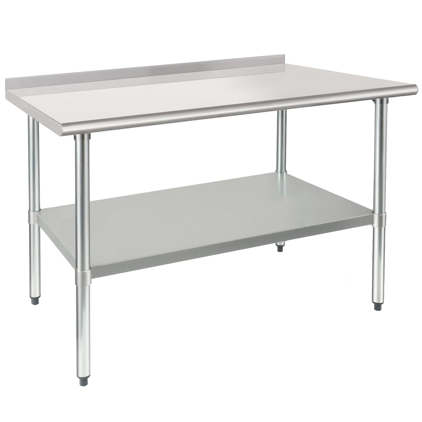 HARDURA Stainless Steel Prep & Work Table 30 x 48 Inches NSF Heavy Duty Commercial with Undershelf and Backsplash, Galvanized Legs for Commercial Food Prep