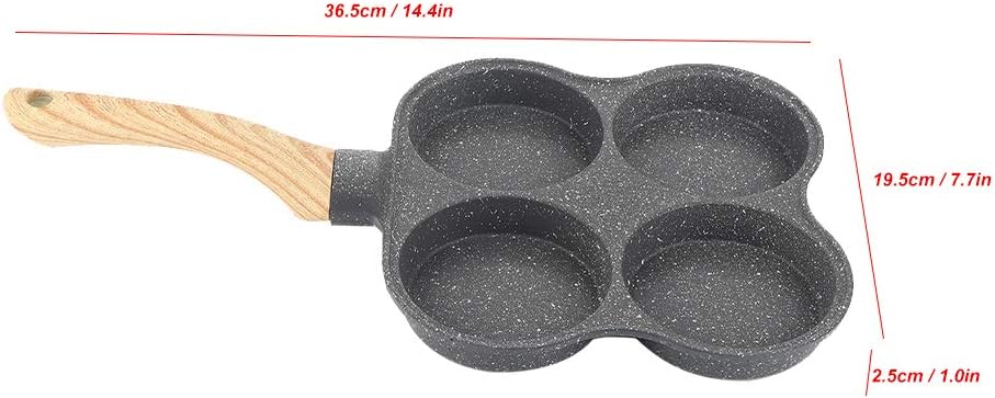 Egg Frying Pan, 4 Hole Non-Stick Omelet Pan, Easy Clean Aluminium Alloy Cooker for Breakfast