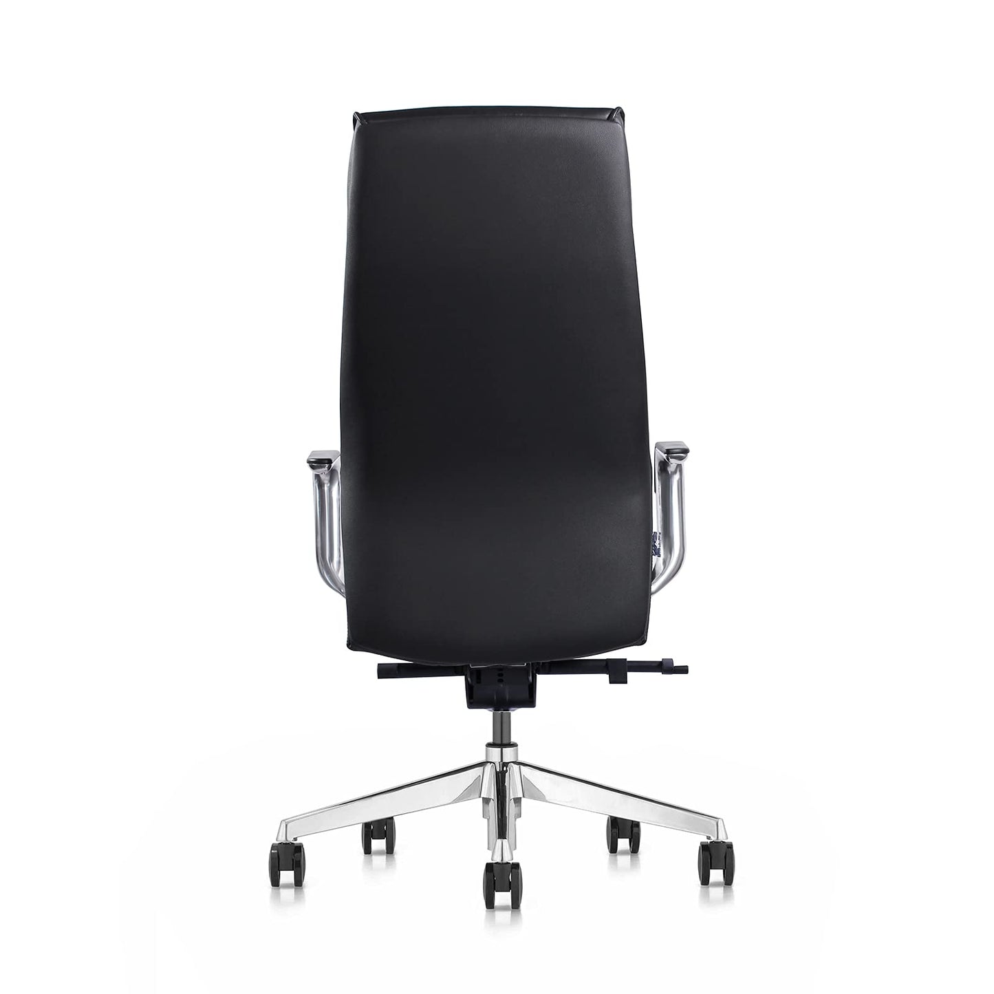 FURIJING Genuine Leather Aluminum Base High Back Executive Chair,Modern Ergonomic Real Leather Office Chair Boss Executive Chair with Synchro-Tilt Mechanism-Black.