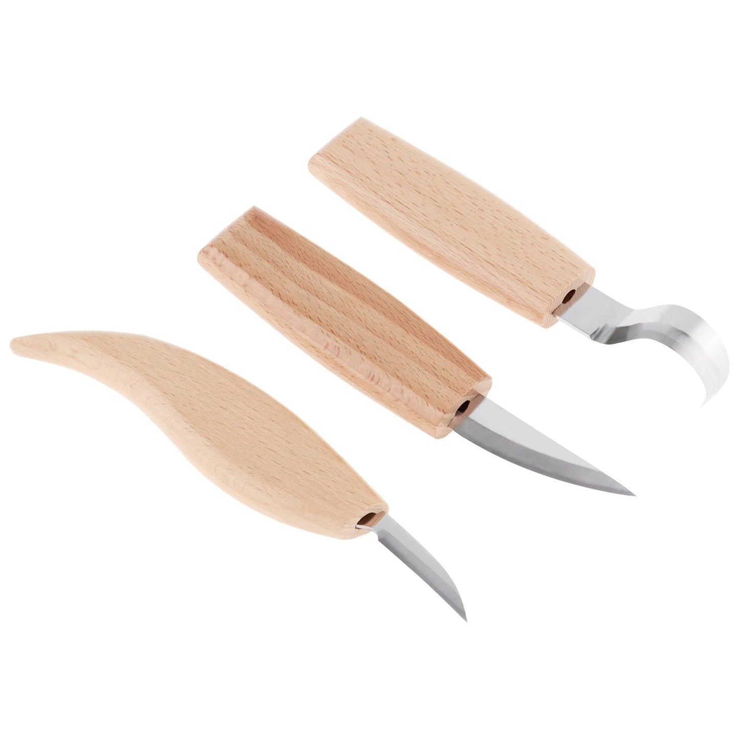 Omninmo Wood Carving Tools Set for Spoon Carving, Basic Detailed Carving Woodworkers Roll Leather Strop and Polishing Compound Hook Sloyd Detail Knife Left-Handed Spoon Carving Knives(with Gloves)