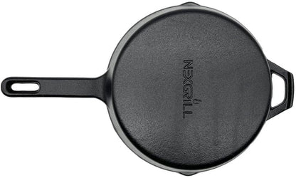 Nexgrill 10" Round Cast Iron Skillet, Pre-Seasoned for BBQ & Outdoor Cooking, Heavy-Duty