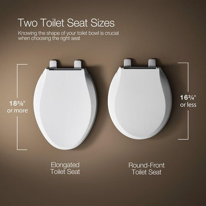 KOHLER K-27331-0 Glissade ReadyLatch Quiet Close Elongated Toilet Seat, White, Grip-Tight Hardware, Quiet Close Lid Prevents Slamming