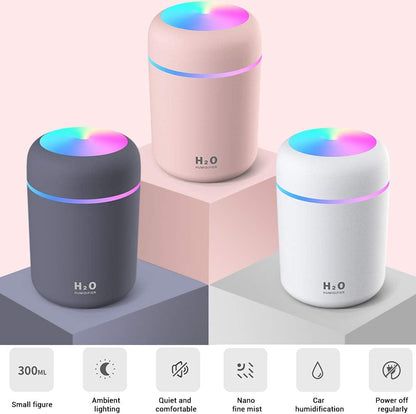 Colorful Cool Mini Humidifier, 300ML USB Personal Desktop Vaporizer, Quiet Ultrasonic Air Humidifier for Home
