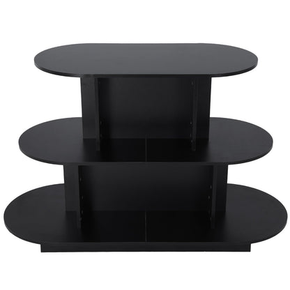 Hubxinly 3 Tier Wooden Oval Display Table Modern Standing Display Riser Shelf Retail Table for Stores Vendor Events 55in W x 23.6in D x 35in H
