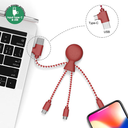 Xoopar Multi USB Cable 4 in 1 - Universal Charger Made from Recycled Plastic - USB, USB-C, Lighting, Micro USB Ports - Compatible with All Smartphones Mr Bio White Octopus