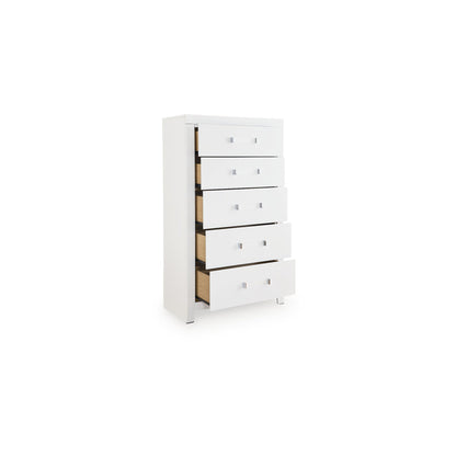 Signature Design by Ashley Marzoni Contemporary 5-Drawer Chest with Safety Stop, White