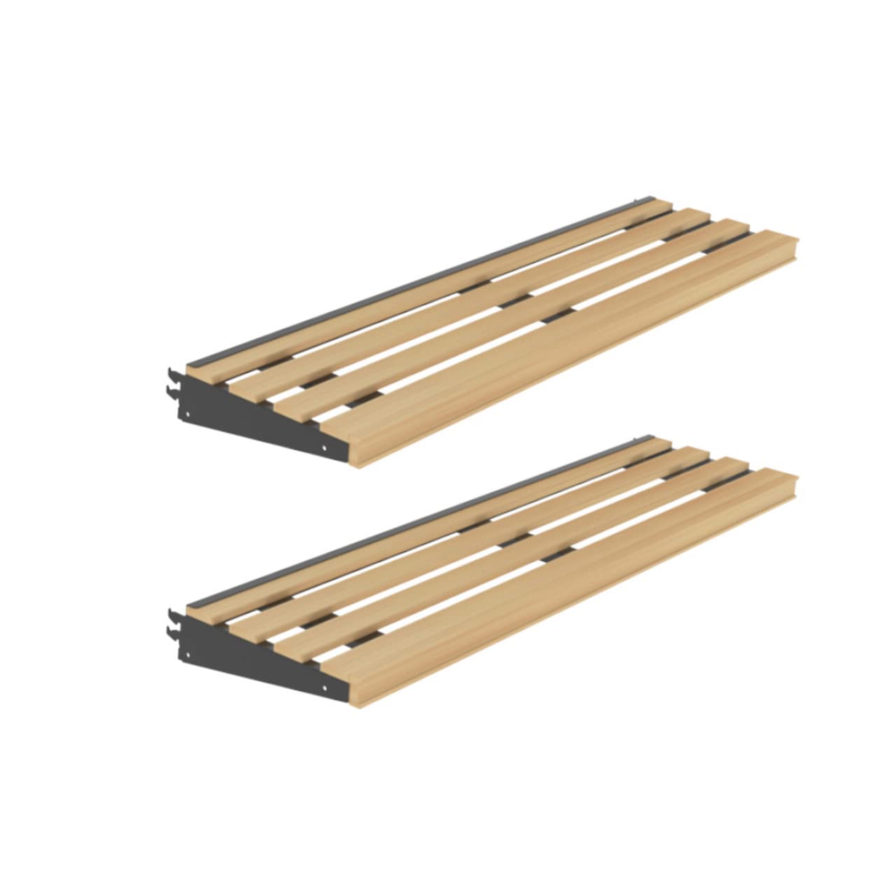 2 Pack Rustic Wooden Bread Bakery Display Shelves - Slatted - 48" W x 13”D Wood Retail Display with Price Tag Channel Fits Most Retail Shelving and Gondola Shelf Systems from Madix, Lozier and Others