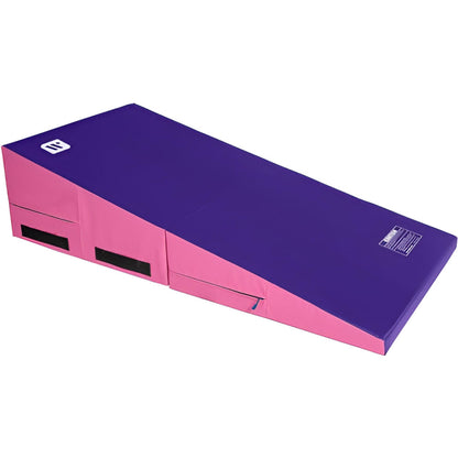 We Sell Mats Gymnastics Incline Mat, Folding and Non-Folding Cheese Wedge Skill Shape, Tumbling Mat for Gymnastics Training, Cheerleading and Obstacle Courses, Purple / Pink, 60" x 30" x 15" - Medium
