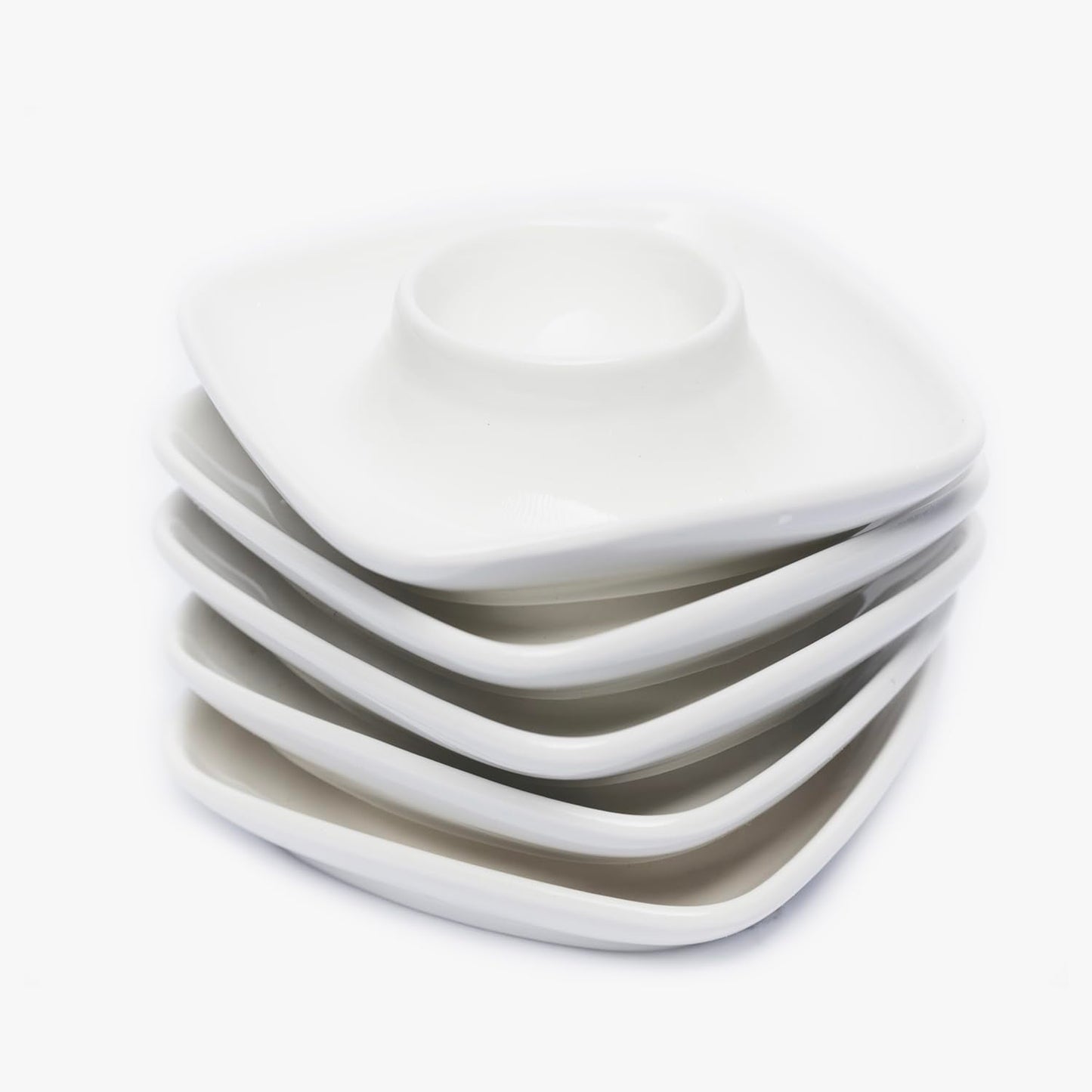 Vila KuChe Ceramics White Egg Cups Egg Holders for Hard Boiled Eggs Set 6pcs