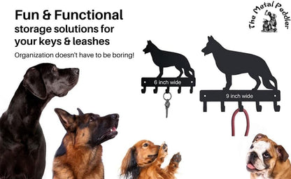 Dachshund Key Holder for Wall - Small 6x5 inch with 5 Hooks - Made in the USA