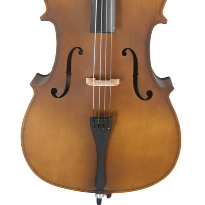 LYKOS 4/4 Acoustic Cello + Case + Bow + Rosin Wood Color Beautiful Varnish Finishing (Matte Golden)