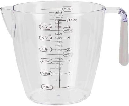 Home Basics 3 Piece Plastic Measuring Cup Set with Rubber Grip Handles, Clear