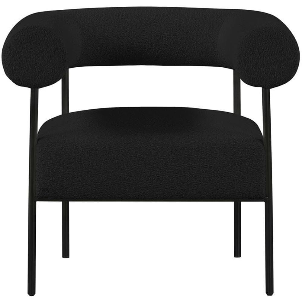 Meridian Furniture 527Black Blake Collection Modern | Contemporary Boucle Fabric Upholstered Accent Chair with Matte Black Frame, Black, 32" W x 28" D x 30.5" H