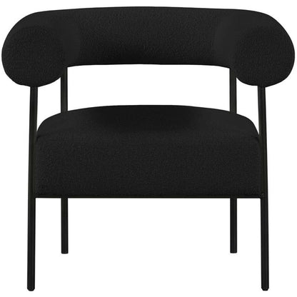 Meridian Furniture 527Black Blake Collection Modern | Contemporary Boucle Fabric Upholstered Accent Chair with Matte Black Frame, Black, 32" W x 28" D x 30.5" H