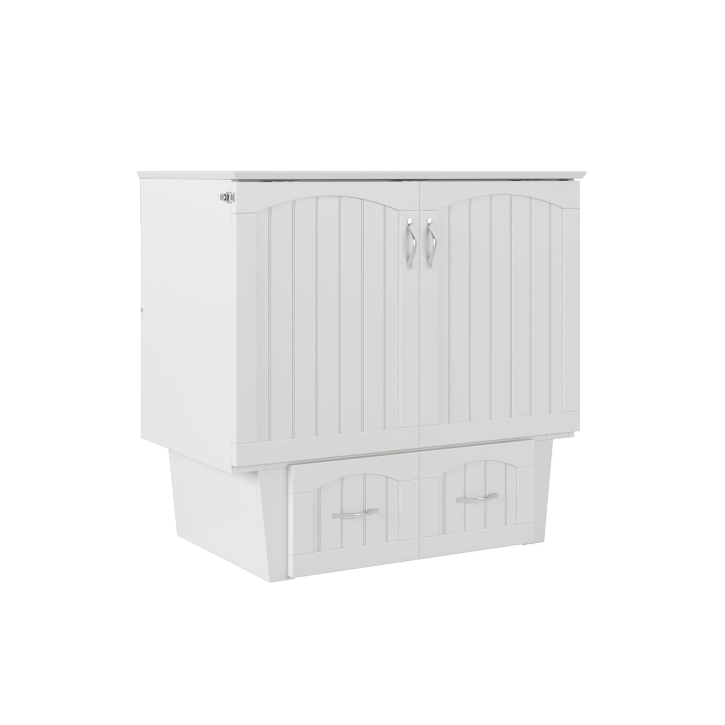 AFI, Sydney Twin Wood Murphy Bed Chest with 6" Mattress, Storage Drawer & Built-in USB Charger, White