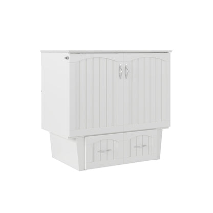 AFI, Sydney Twin Wood Murphy Bed Chest with 6" Mattress, Storage Drawer & Built-in USB Charger, White